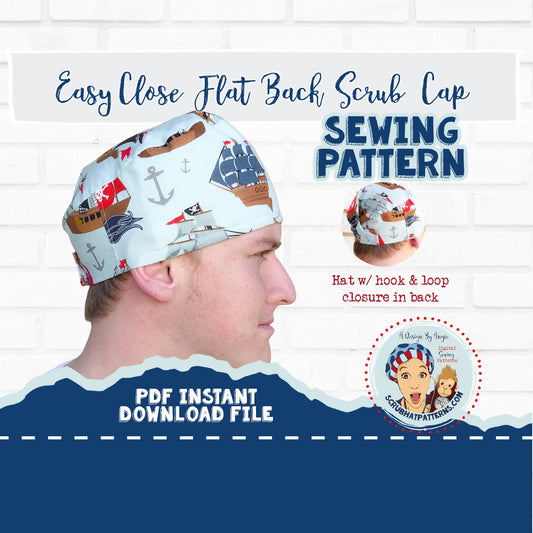 Scrub Cap Sewing Pattern Surgical Hat chef hat pdf Instructions Easy Beginner Project uses fat quarter