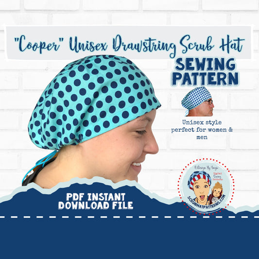 Scrub Cap Pattern with Ties for Doctors and Nurses Printable PDF Scrub Hat Sewing Tutorial The Cooper