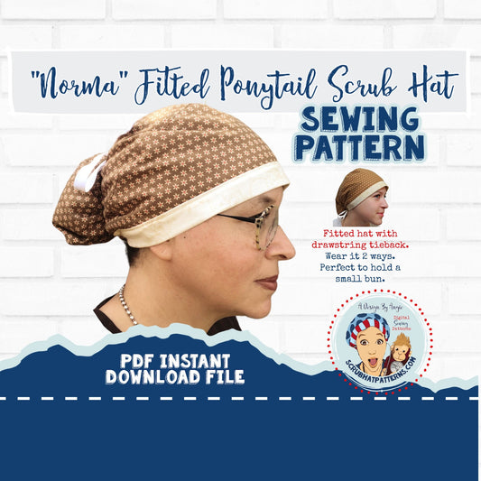 Ponytail Cap Pattern Tieback Scrub Cap Sewing Pattern for Woman DIY Tutorial Pdf Download