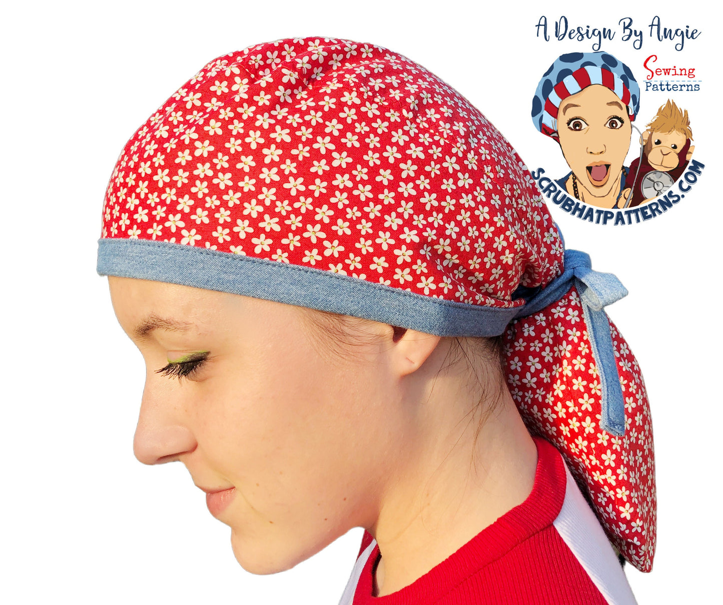 Scrub Cap Unisex Tieback Scrub Hat and Ponytail Pouch 2 Pack PDF SEWING PATTERN Men's and Womens surgical Hats