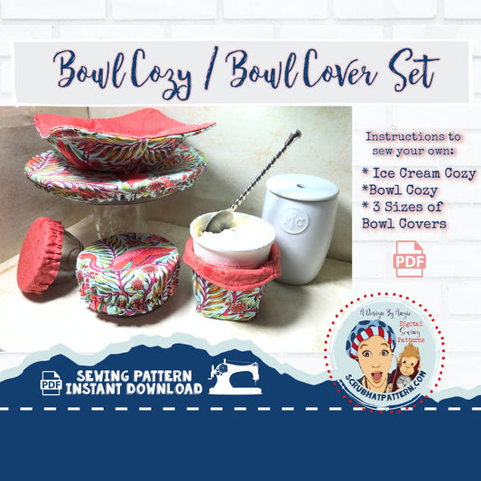 Bowl Cozy Sewing Pattern | Ice Cream Cozy Instructions | Reusable Pie Plate w/Bowl Covers Sewing Pattern PDF Download